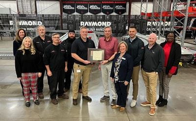 Carolina Handling associates accept the veteran friendly employer award from representatives of the SC Department of Veterans Affairs.