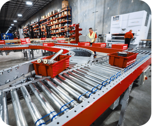 Carollina Handling automation system with conveyors and modulas.