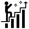 man inclining on bar chart icon