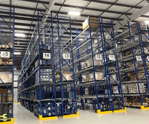 Blue warehouse racking