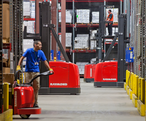 Raymond Forklifts in Warehouse
