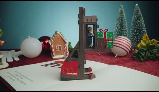 Elf on Raymond forklift popup book