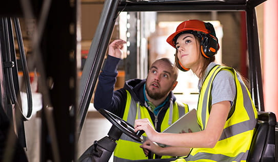 forklift driver receiving safety training