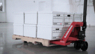 raymond rj50 hand pallet truck carrying pallet