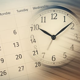 create an image with overlay of calendar and clock that shows time passing-1