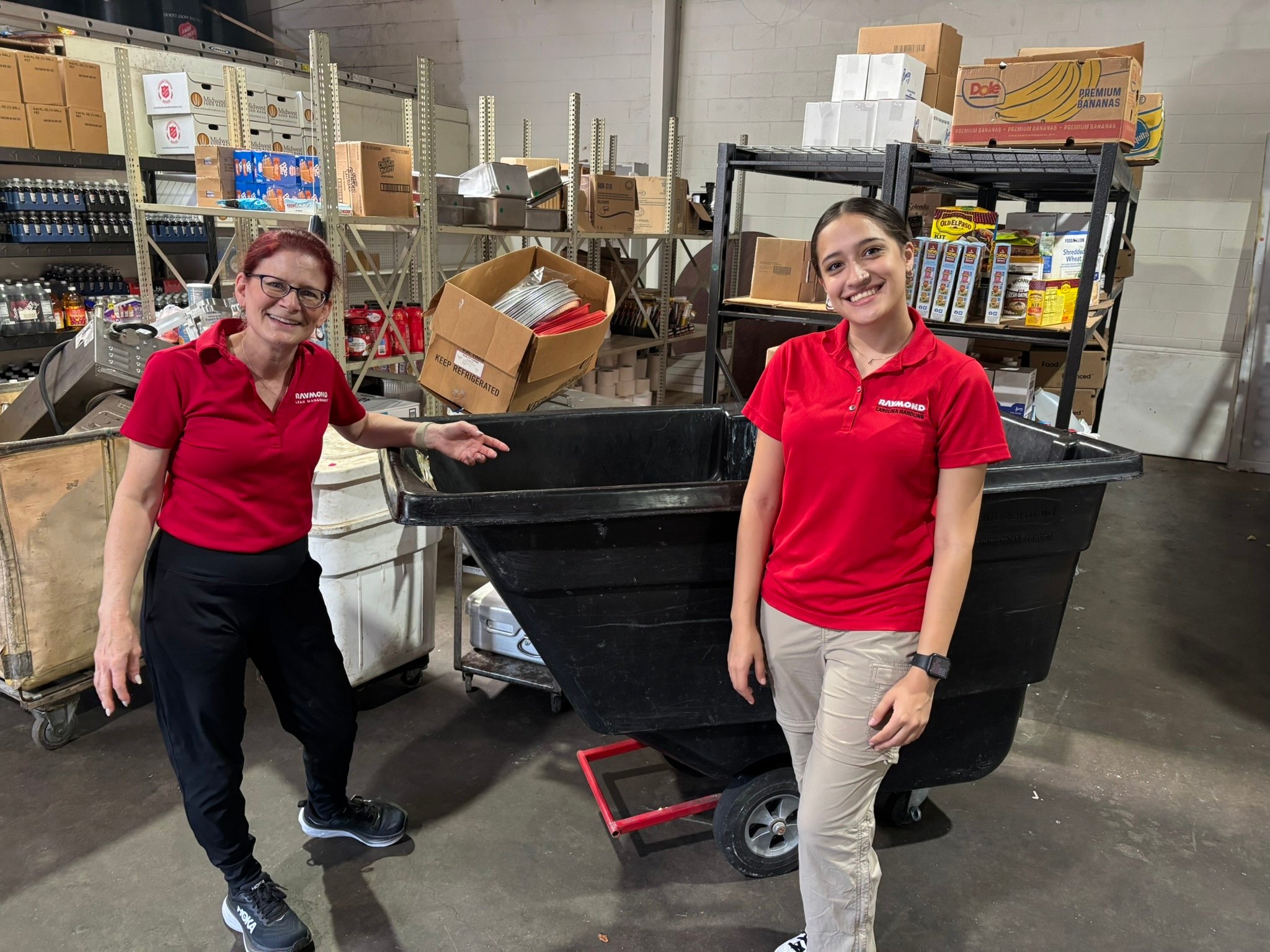 Carolina Handling associates helped to clean up the food pantry before implementing changes 